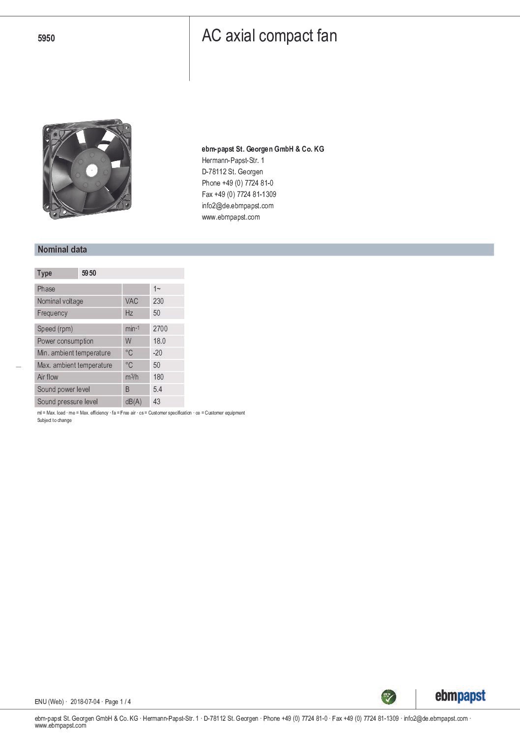 Ventilateur EBM-PAPST 5950Z – Image 3