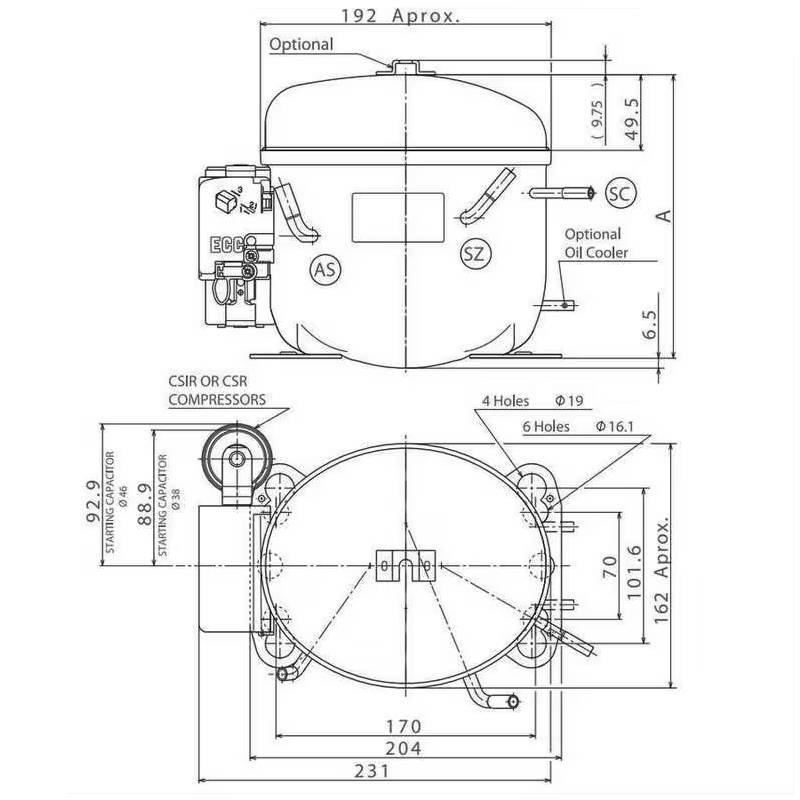 Compresseur CUBIGEL HPY12AA schema