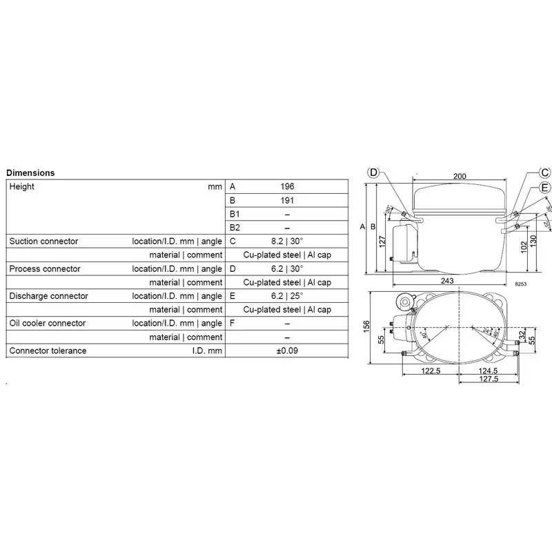 Compresseur SECOP FR11G schema