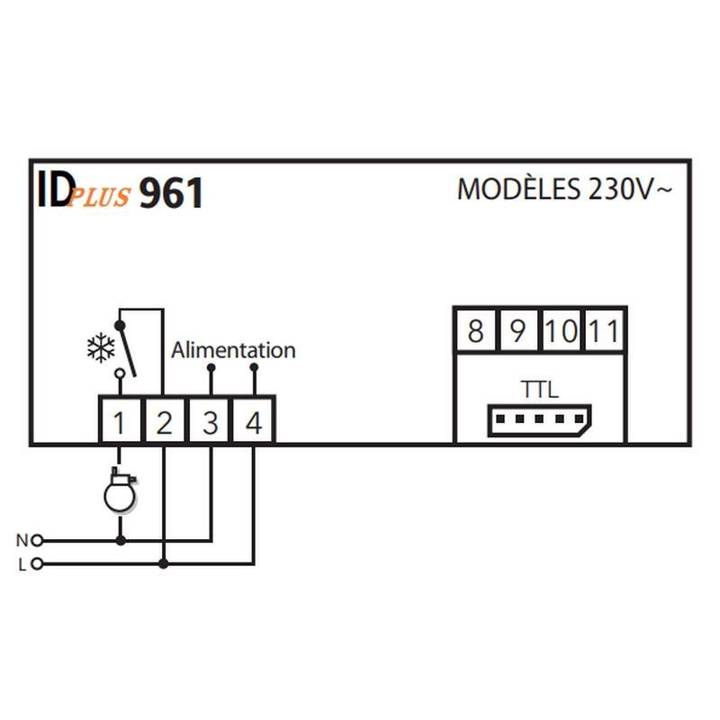 Régulateur électronique ELIWELL IDPlus 961 branchement