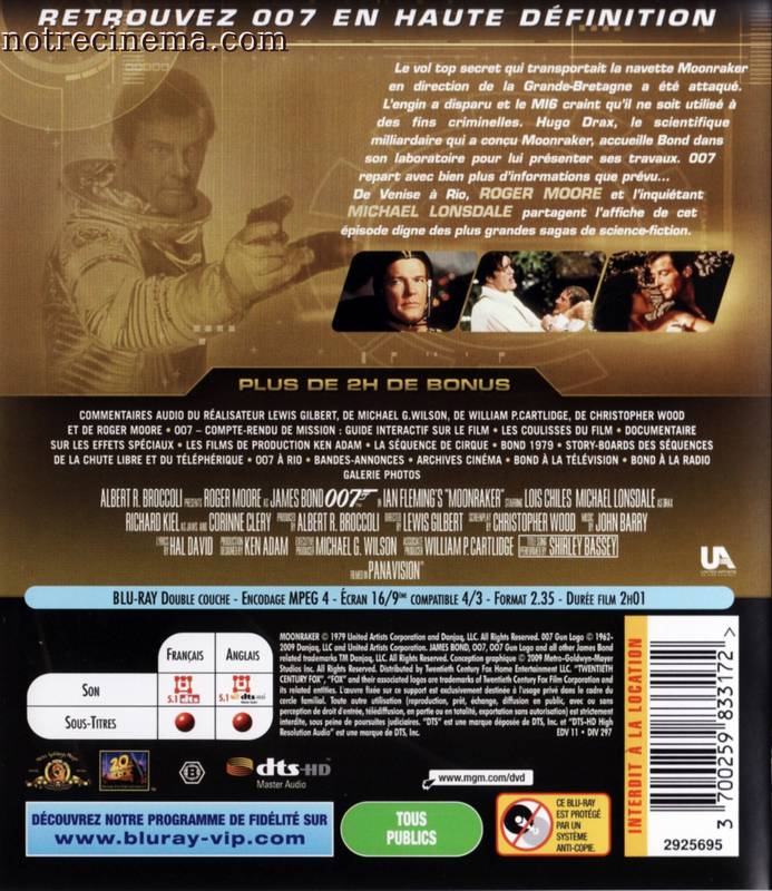 Moonraker Blu-ray (comme neuf) 7 Moonraker recto