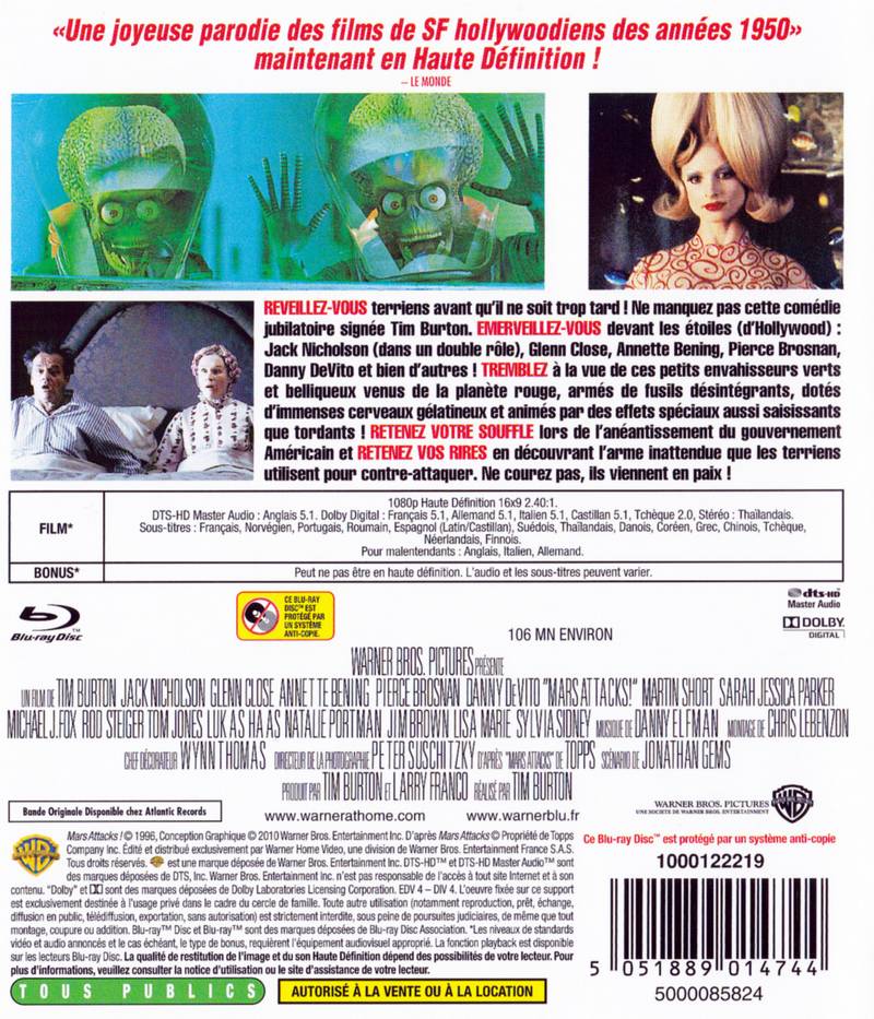 Mars Attacks! Blu-ray (comme neuf) 5 mars attack recto