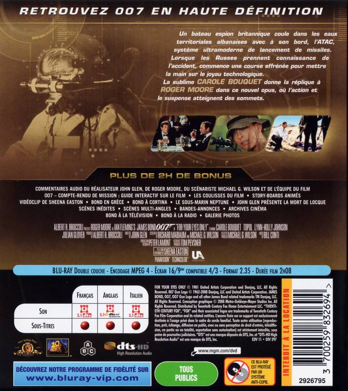 Rien que pour vos yeux Blu-ray (comme neuf) 5 rien que pour vos yeux recto